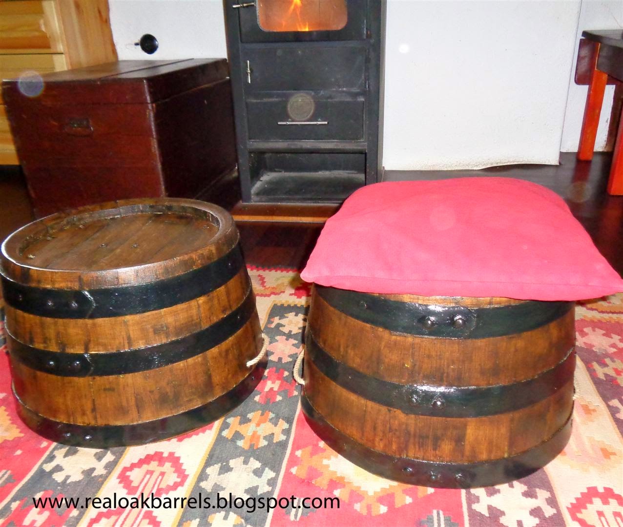 Real Oak Barrels Rustic Brandy Oak Barrel Seats,Stools ,Planter,Flower