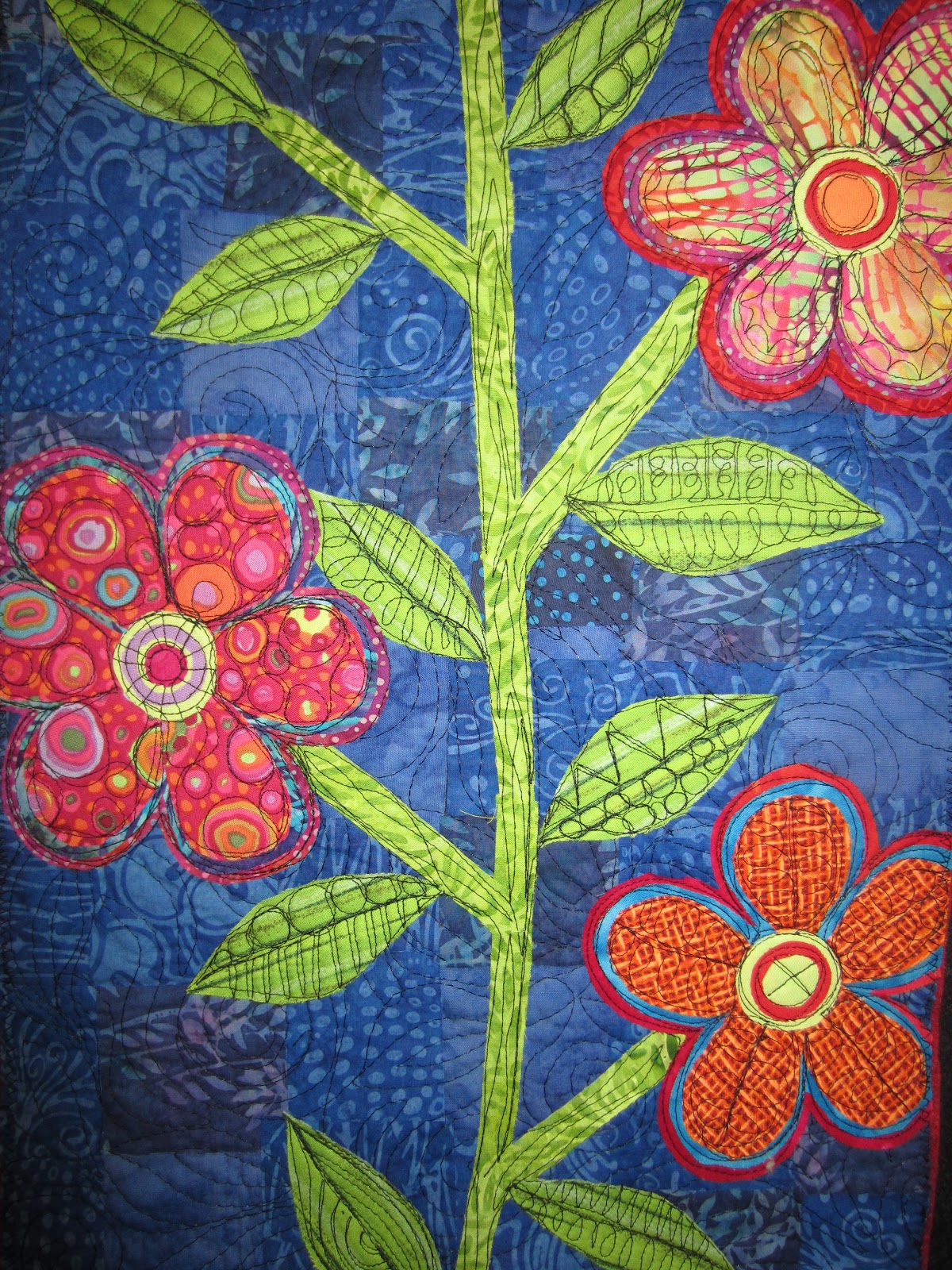 Twisted Sister Funky Floral Art Quilt