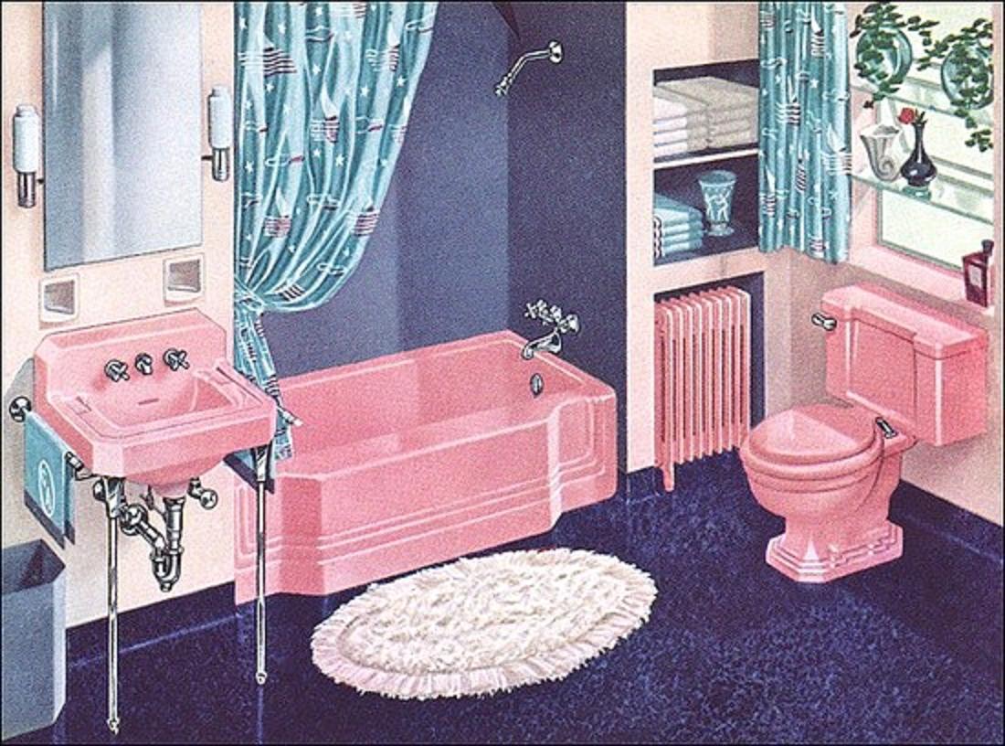 Farm Girl Pink....: ~ Pink Bathrooms.... the vintage years ...