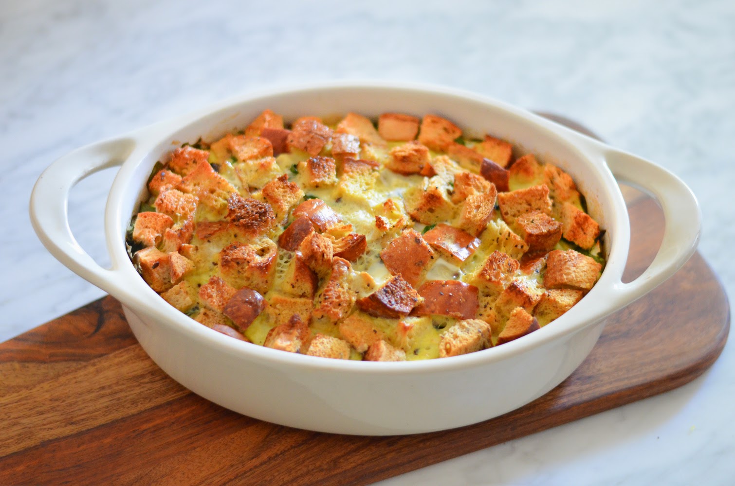 Luci's Morsels Cauliflower + Chard Savory Bread Pudding