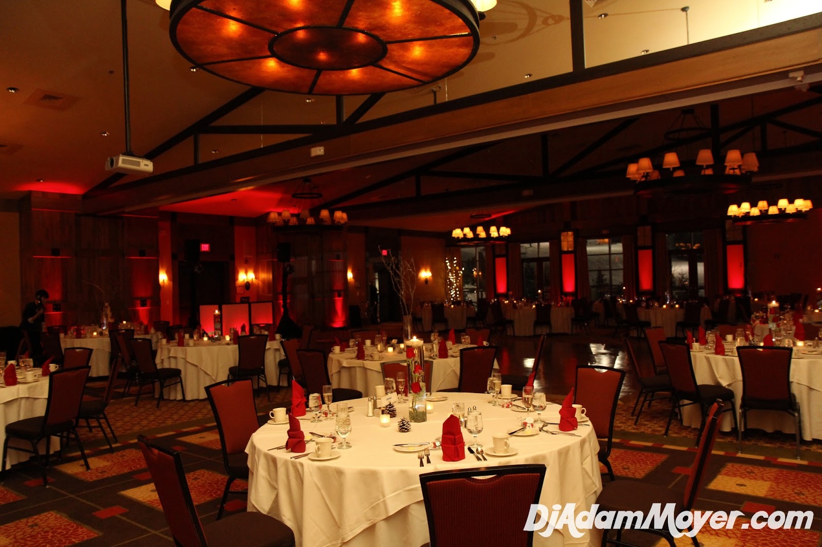 Weddings With Dj Adam Moyer Melissa Jon S Winter Wedding On The Melissa Jon S Special Day Began With A Short Ceremony In Portion Of The Mountain Ballroom I Provided Red Led Uplighting Highlighting Their Wedding