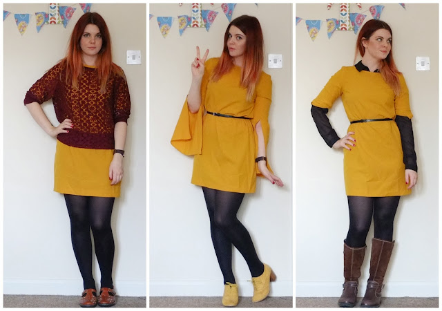 One mustard dress, styled 3 ways. One mustard dress, styled 3 ways.