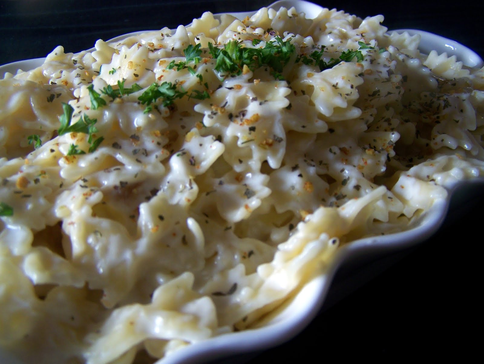 Roasted Garlic Bow Tie Alfredo