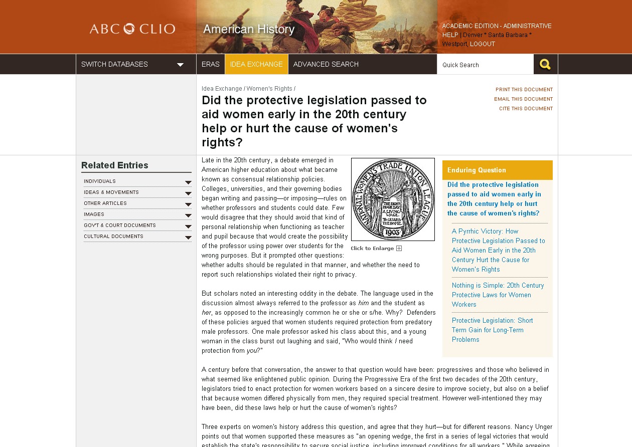 abc clio enduring questions essay Go behind the headlines and beyond the opinions to gain real understanding of today's most pressing social issues with this innovative subscription database from abc-cliofrom terrorism to climate change, current events are an immutable part of our culture. abc clio enduring questions essay Go behind the headlines and beyond the opinions to gain real understanding of today's most pressing social issues with this innovative subscription database from abc-cliofrom terrorism to climate change, current events are an immutable part of our culture.