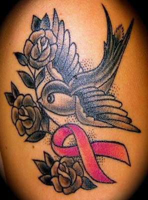 Breast cancer pink ribbon tattoos