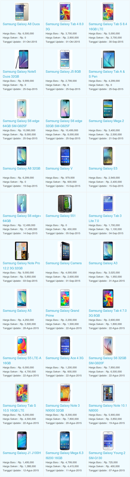 Daftar Terbaru Harga Hp Samsung Oktober 2015 Daftar Terbaru Harga Hp Samsung Oktober 2015