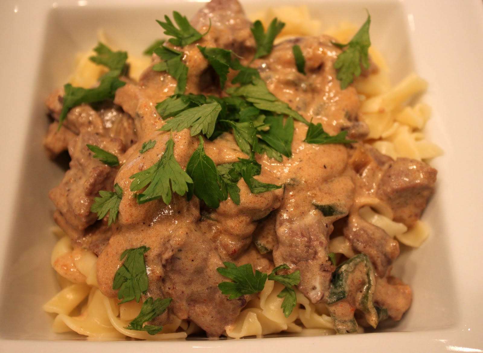 Kelly's Healthified Kitchen Shitake & Sirloin Stroganoff