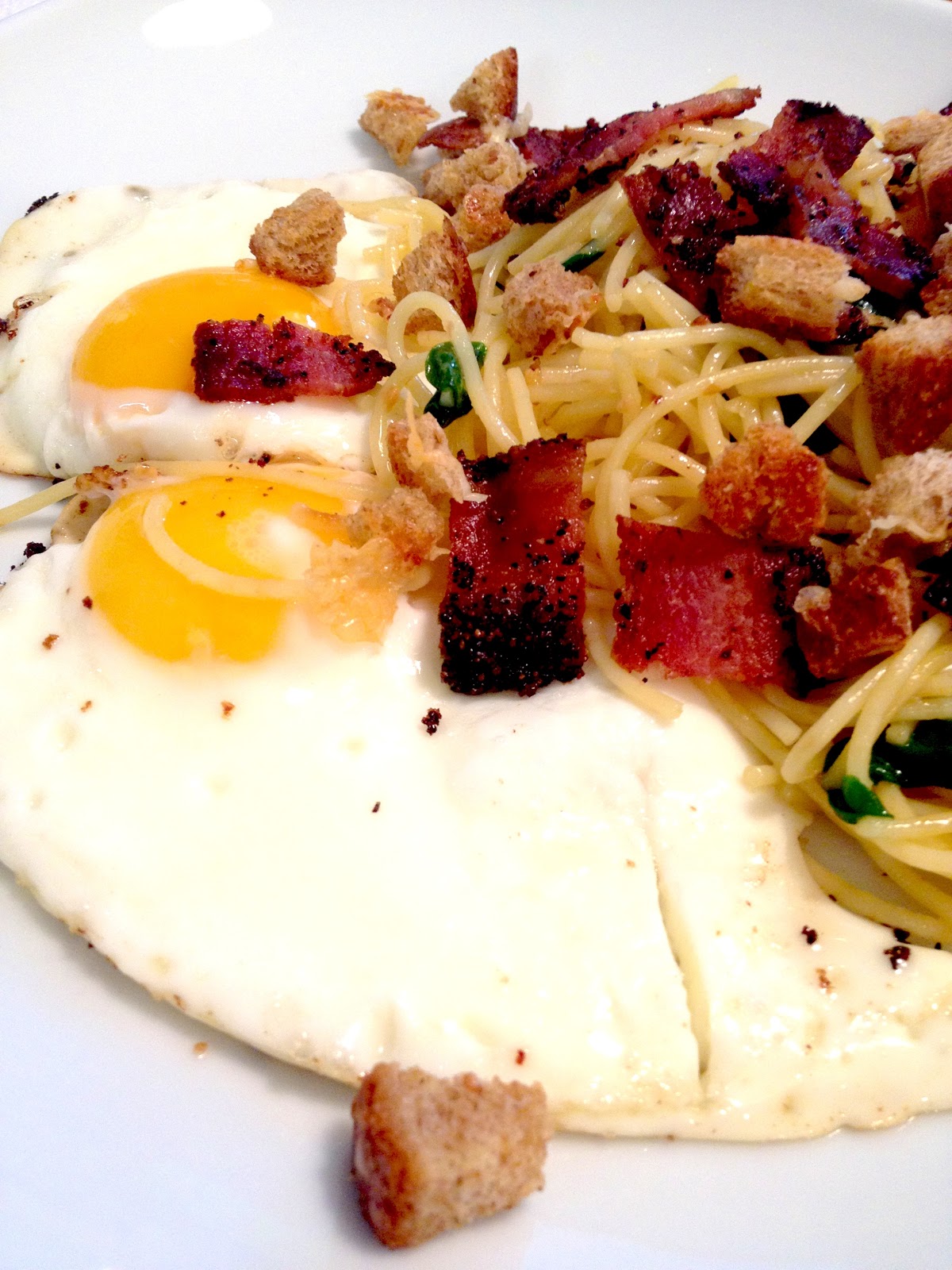 Inspired Whims Bacon & Egg Spaghetti