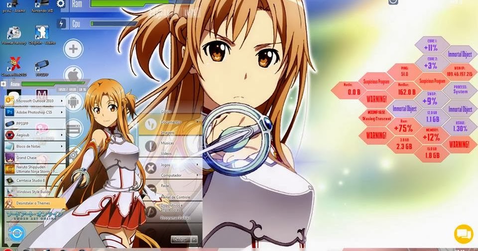 Tema Sword Art Online &quot; Asuna Yuuki &quot; Windows 7 Anime Hitto