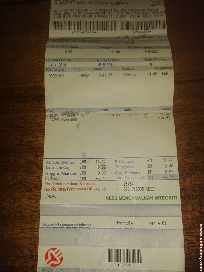 Proof of RM 20 Rebate for Electricity Bill | Unitedmy