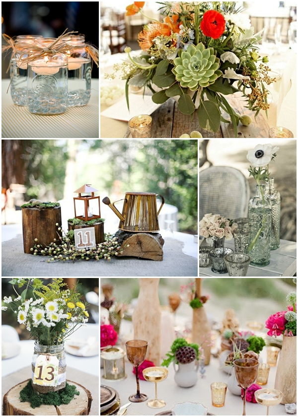 Second Row L R Wood Stumps Lantern And Kettle Centerpiece Rustic Glass Metallic Vases Bottom Mason Jar Vase With Second Row L R Wood Stumps Lantern And Kettle Centerpiece Rustic Glass Metallic Vases Bottom Mason Jar Vase With