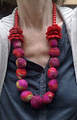 Wool and tussah silk blossom necklace
