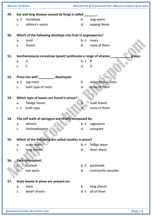 bryophytes-and-tracheophytes-multiple-choice-questions-biology-notes-for-class-9th