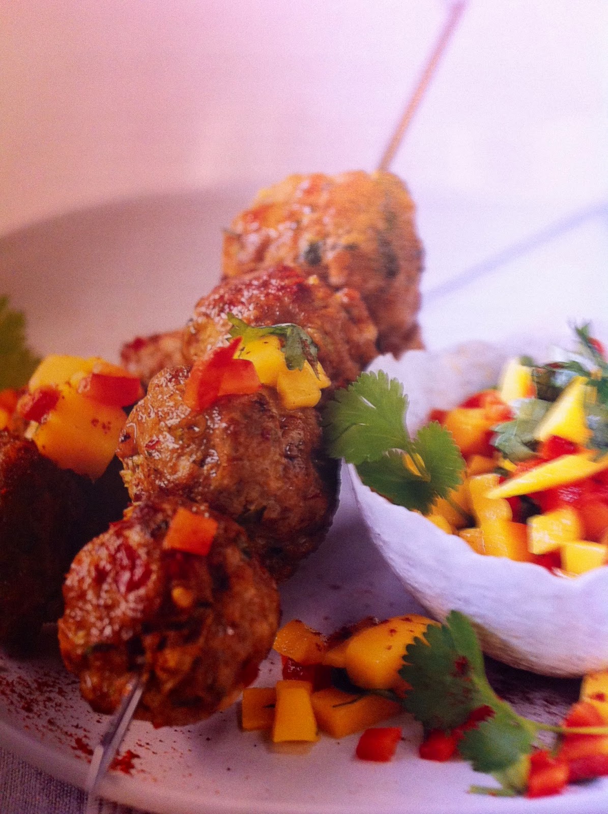 Slimming World Curried Pork Brochettes with Mango Salsa