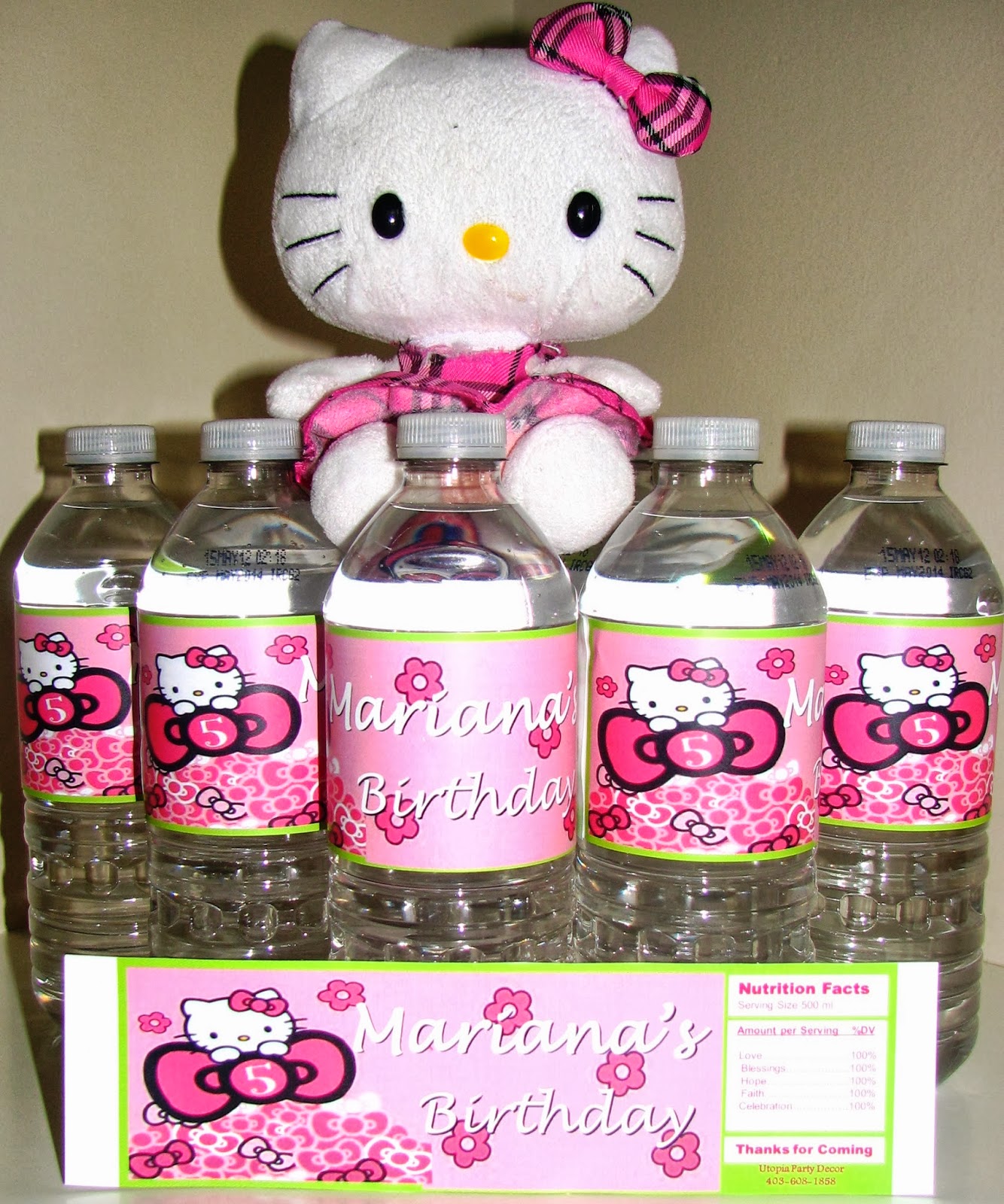 Utopia Party Decor *** Hello Kitty Water Bottle Labels