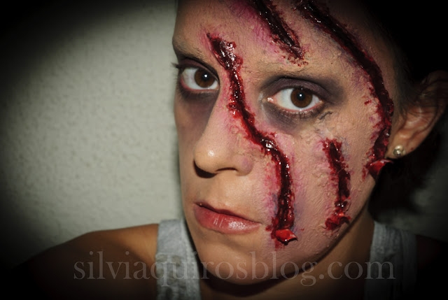 Maquillaje Halloween 11: Arañazo en la cara, Halloween Make-up 11: Scratched face , efectos especiales, special effects, Silvia Quirós