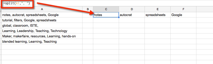google spreadsheets combine column data into one column