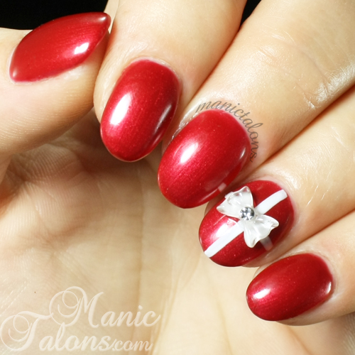 Christmas Nails with Ribbon and Bow