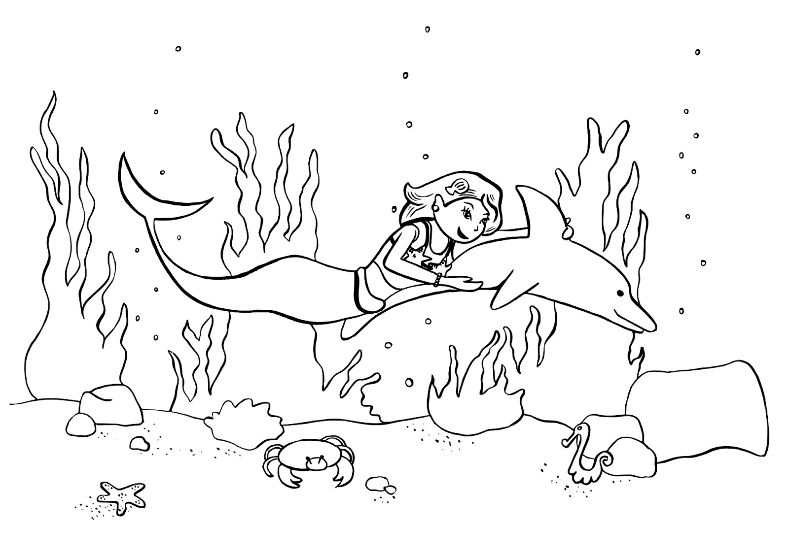 Coloriage De Sirene Et Dauphin