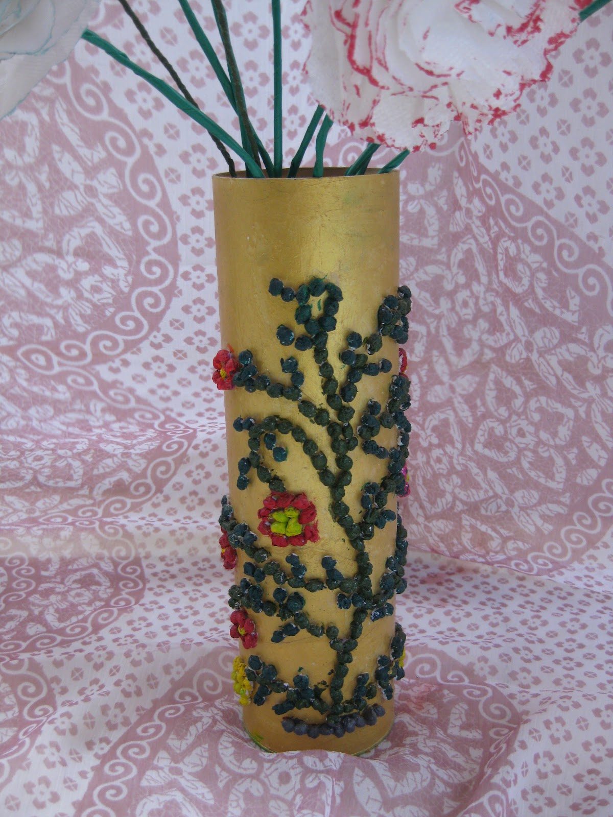 himaja's crafts flower vase with card board,recycle flower vase