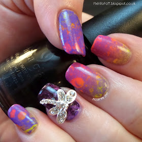 waterspotted neon nail art