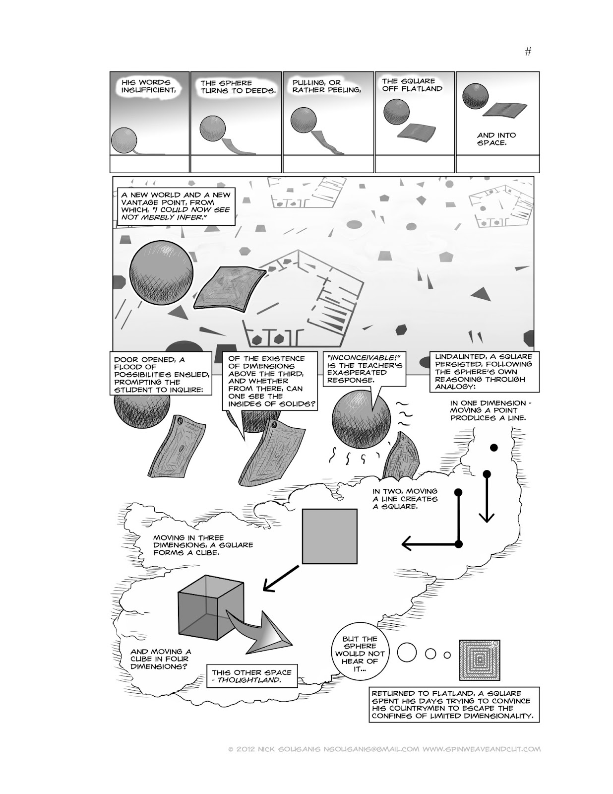 Spin, Weave, and Cut visiting EA Abbott's Flatland