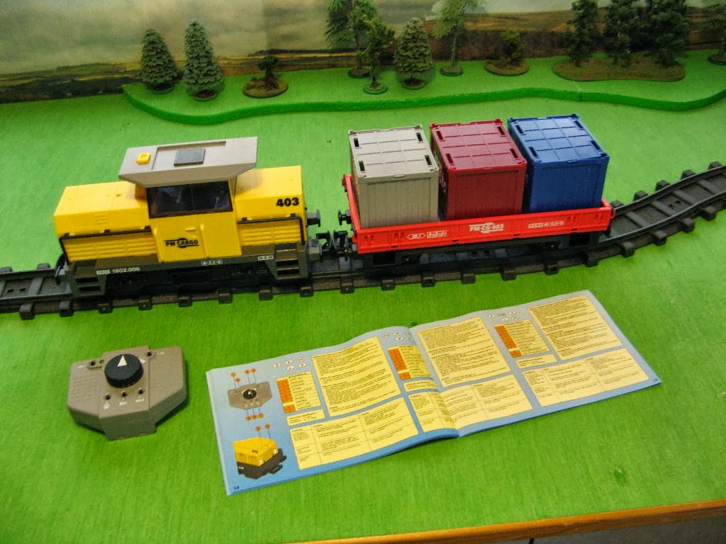 Canford Valley Railway Playmobil RC train on the layout.