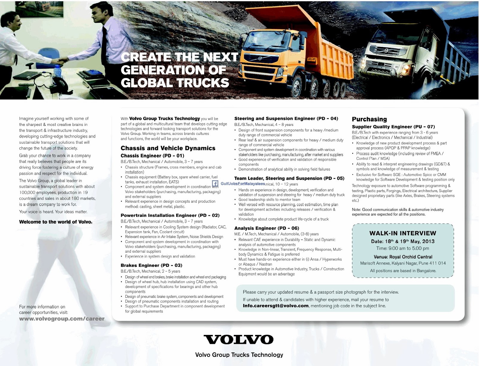 Volvo Trucks Group job vacancies Gulf Jobs for Malayalees