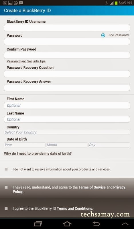 BBM Registration on android tablet BBM Registration on android tablet