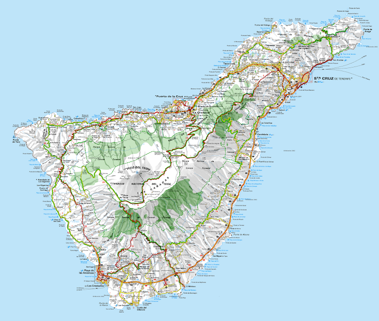 Mapa de carreteras de Tenerife.