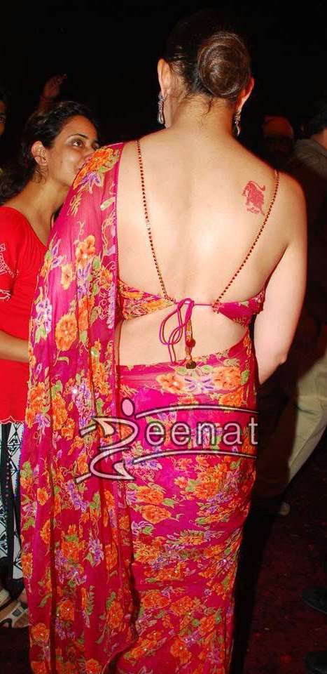 saree preeti jhangiani open backless actress bra unknown posted indian