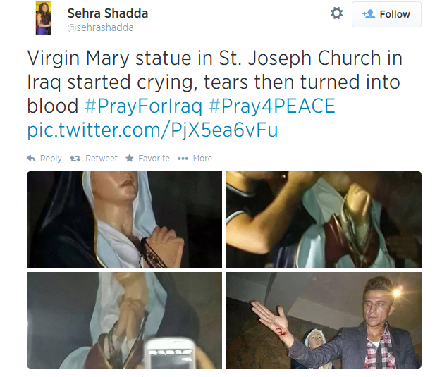 Virgin Mary Statue In St. Joseph Church In Iraq Crying, Tears Turned To