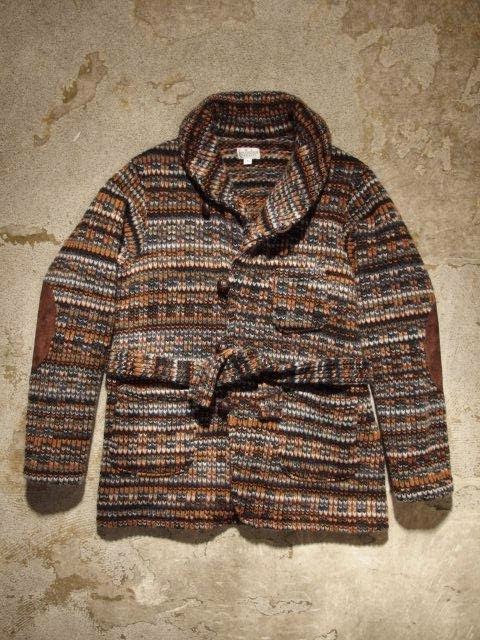 FWK by Engineered Garments Shawl Collar Knit Jacket in Orage/Brown Rib Sweater Knit Fall/Winter 2014 SUNRISE MARKET