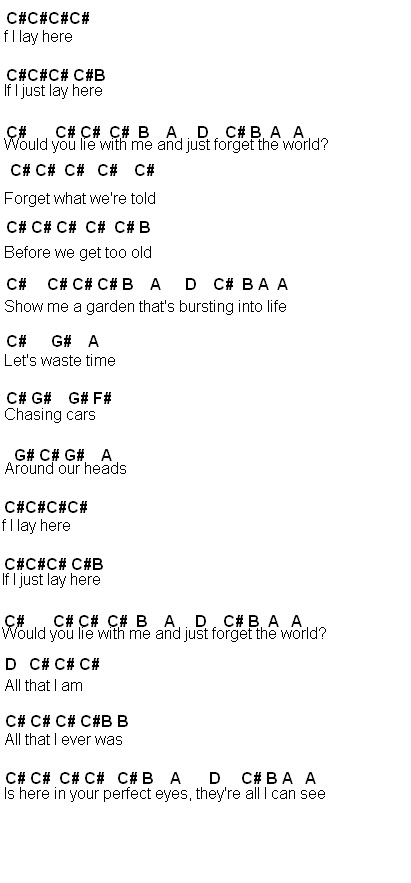 Flute Sheet Music: Chasing Cars