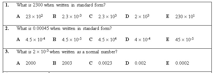 multiple choice math test