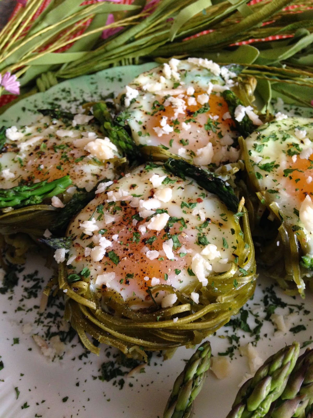 Turnips 2 Tangerines Spinach Pasta Nests with Eggs