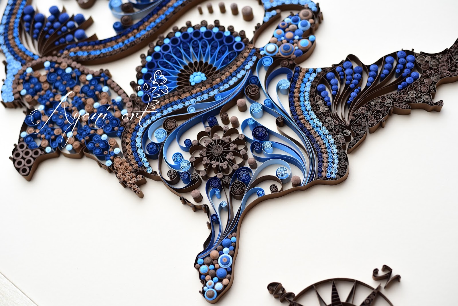 Ayani art Vintage Quilling USA Map