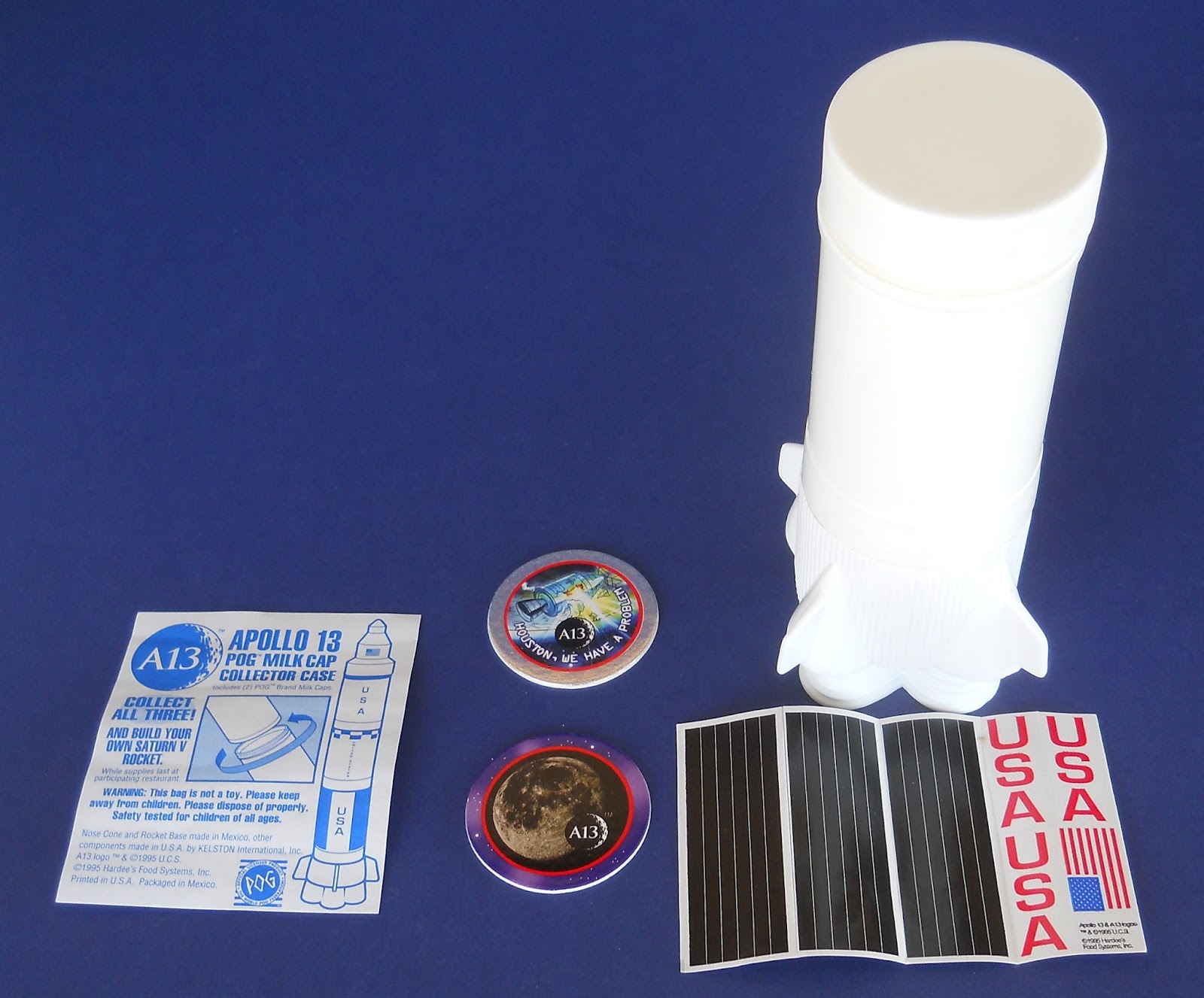 VTG Hardees Apollo 13 Saturn V Rocket Pog Milk Cap Collector Case Mint & Sealed 