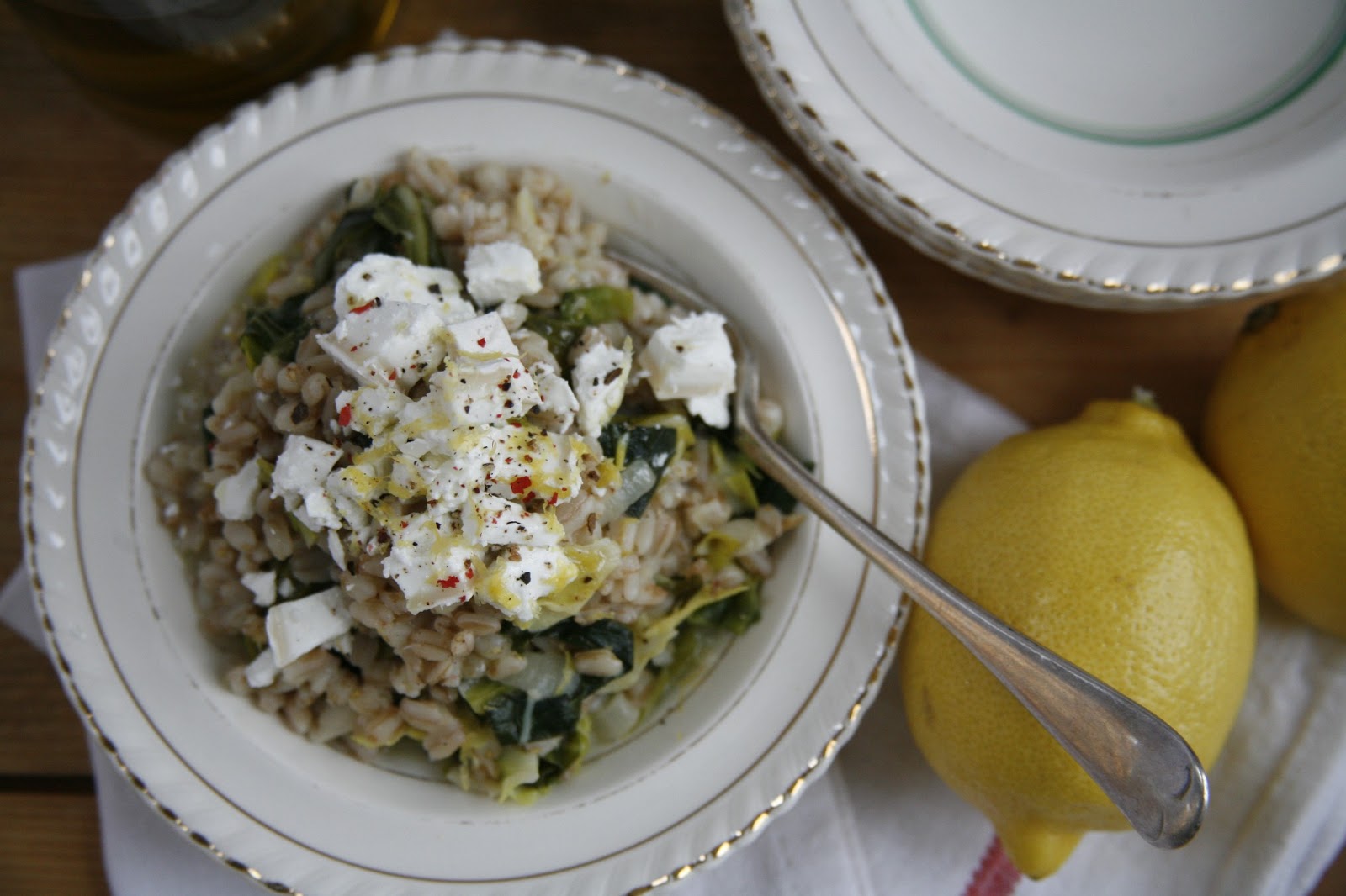 Spring Greens and Goats Cheese Spelt Risotto The Hackney Pantry