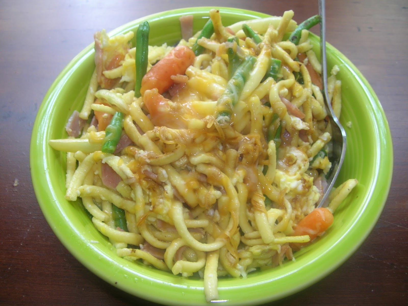 durhamonthecheap Aldi recipe Spaetzle prepared like a carbonara dish