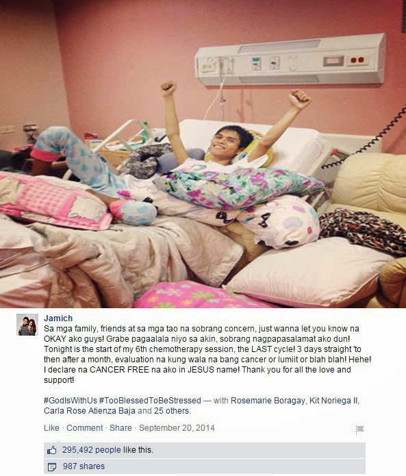 Latest Update Jam Sebastian of Jamich Had Started his 6th Session of Chemotherapy Latest Update Jam Sebastian of Jamich Had Started his 6th Session of Chemotherapy