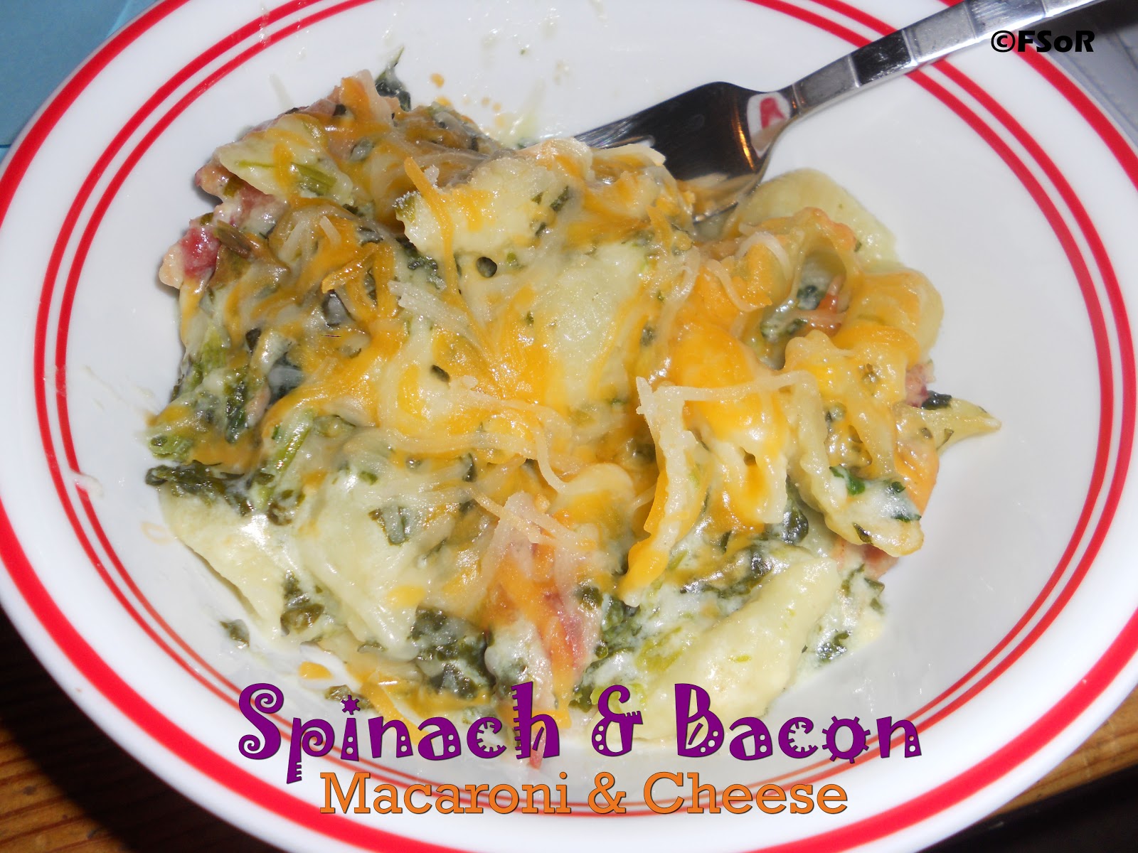 Fantastical Sharing of Recipes Spinach & Bacon Macaroni & Cheese