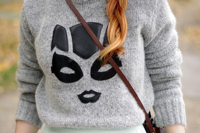 Diy leather applique statement sweater  diy clothes