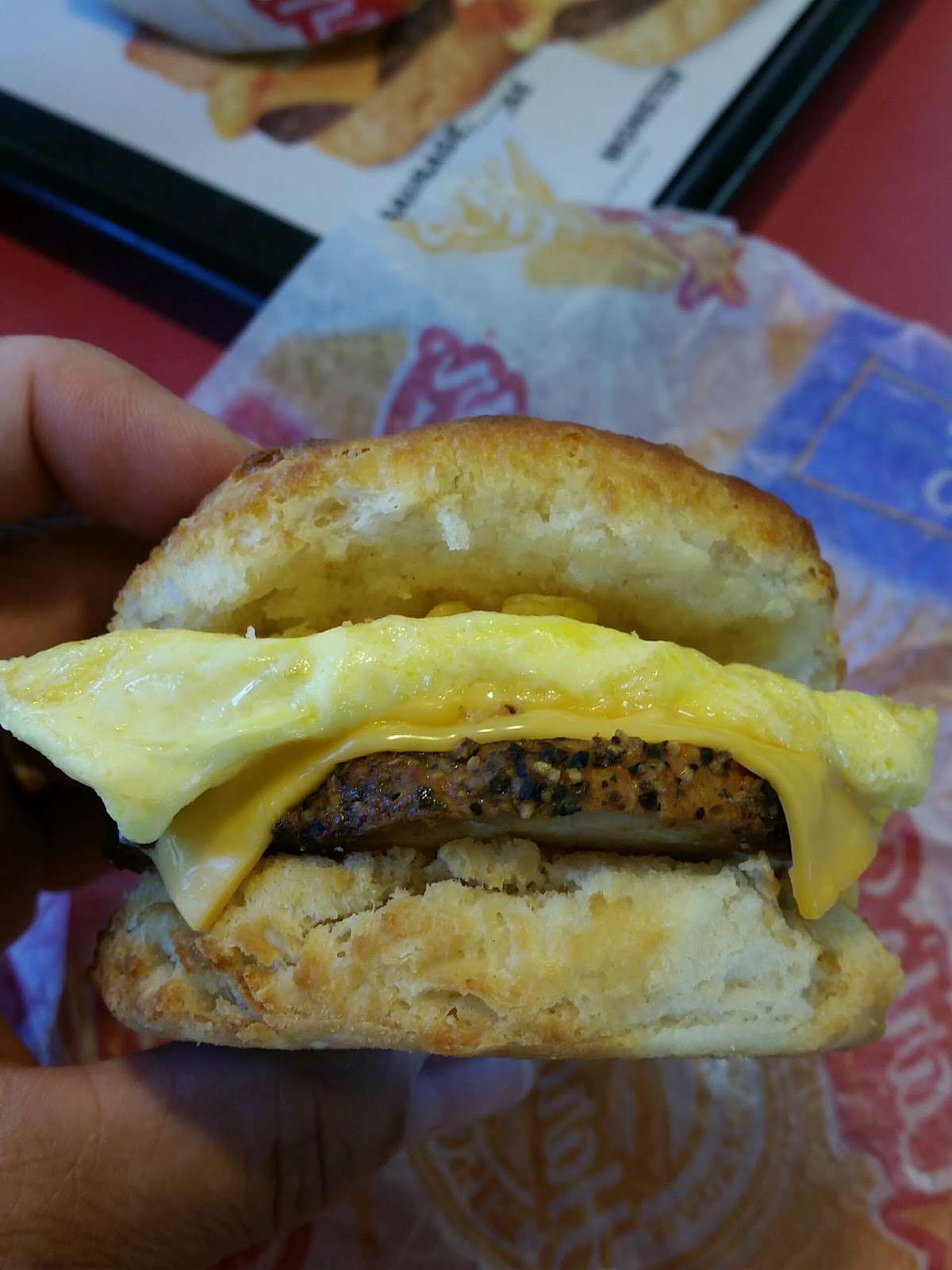 Image result for hardees sausage and egg biscuit