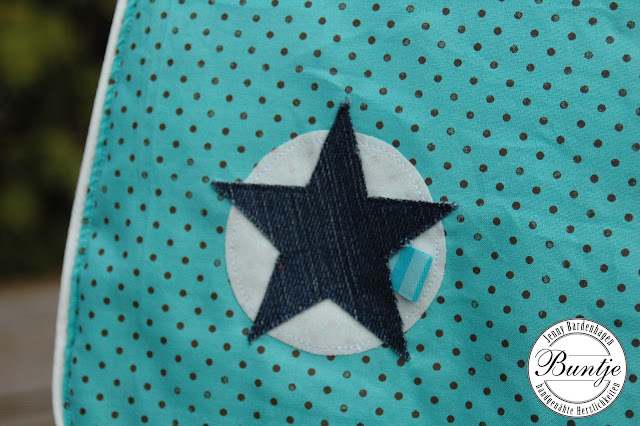  Tasche Umhängetasche Messengerbag Jeans mint blau weiß Stern handmade Taschenspieler Farbenmix Bube