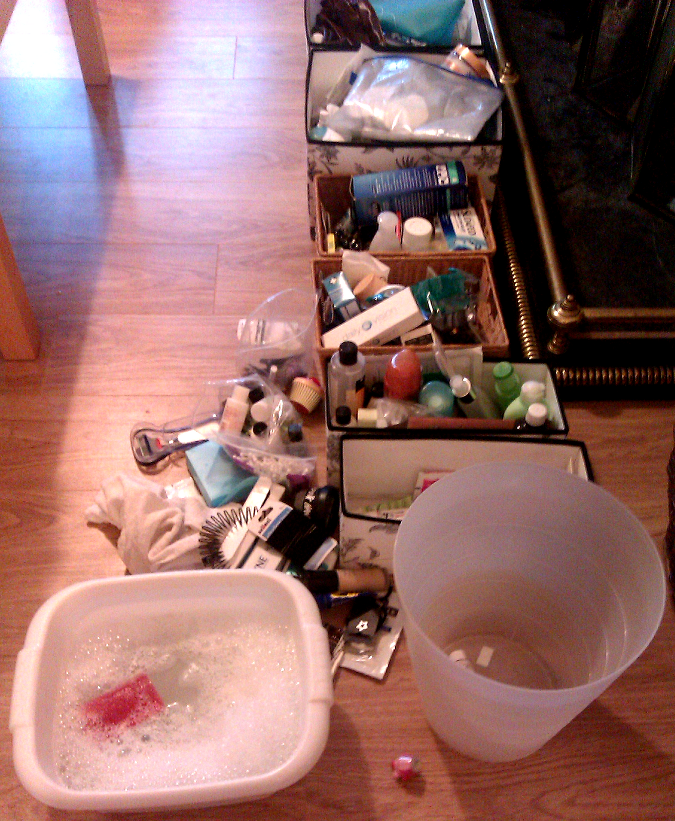 Pass the caffeine Decluttering the toiletries