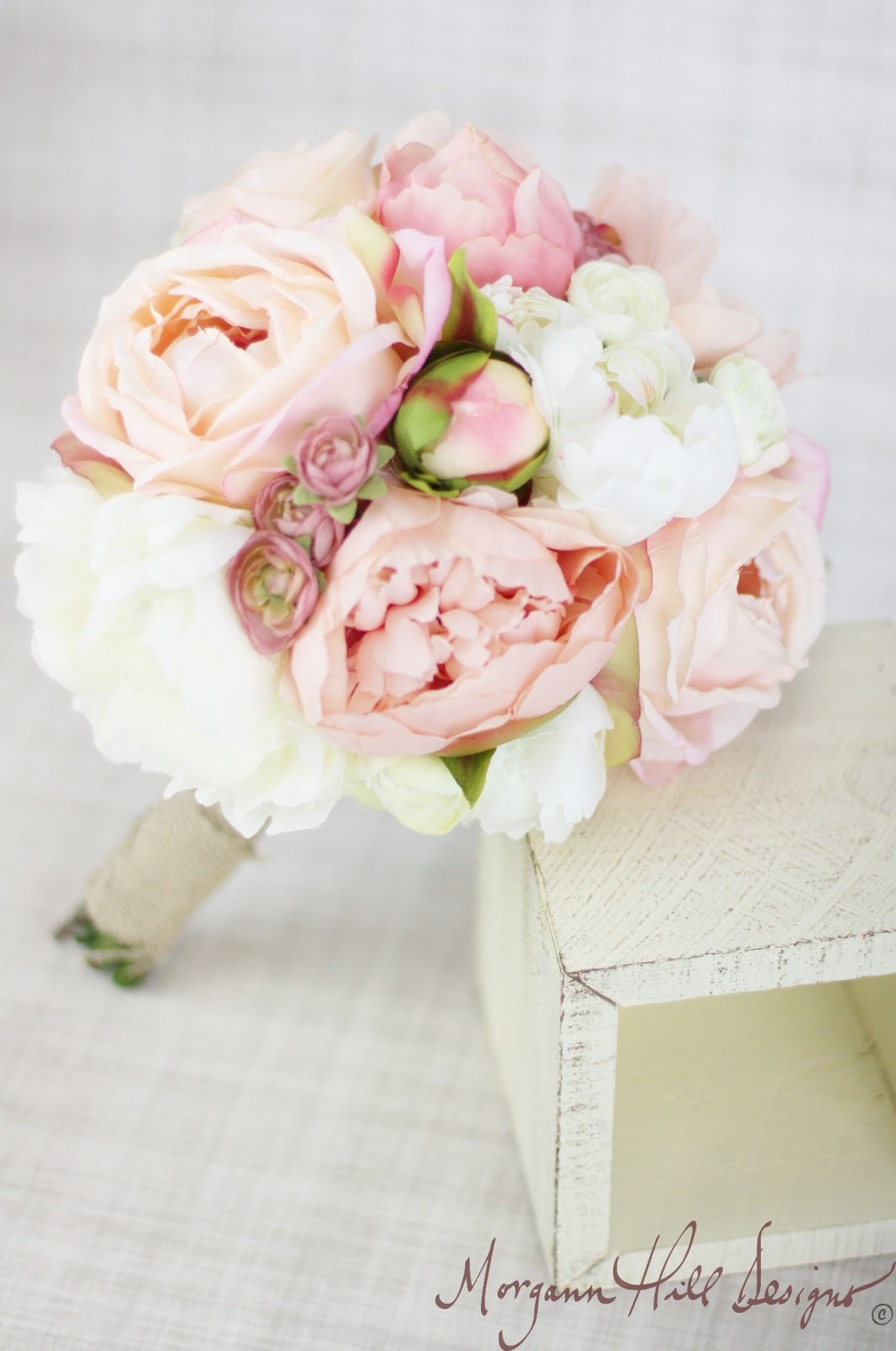 Hill Designs Silk Bridesmaid Bouquet Peony Peonies Roses