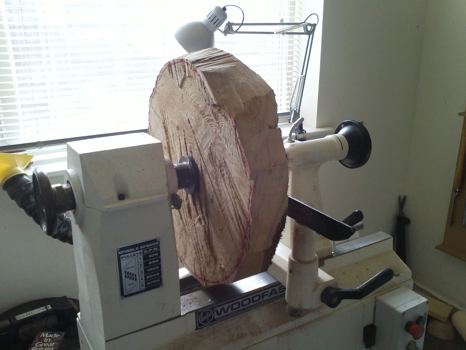 Liz Kent Woodturner Rough turning an Ash bowl