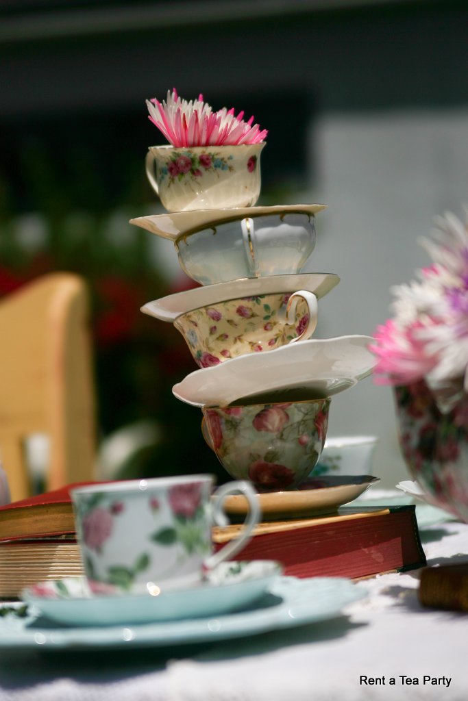 Rent A Tea Party DIY Stackable teacups for Mad Hatter Tea Party
