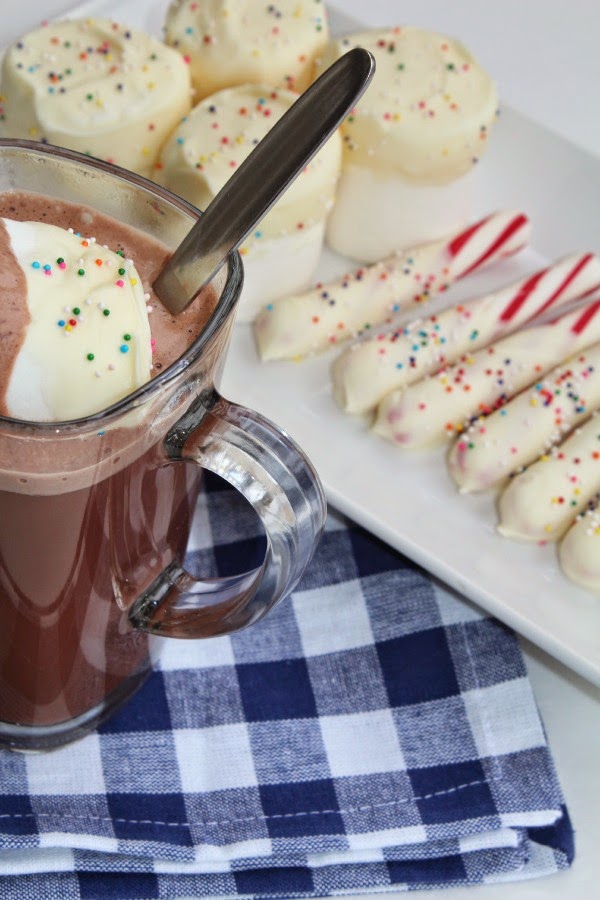 Peppermint Stick Hot Chocolate Stirrers and White Chocolate Dipped